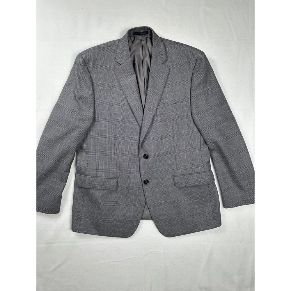 Ralph Lauren Men's Gray Plaid Two‎ Button Blazer Sport Coat Jacket
